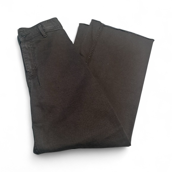 Zara High Rise Wide Leg Fit To Flare Washed Black Frayed Jeans Size 4 - Picture 1 of 7